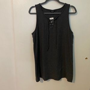 Mineral Wash Lace Up Rib Tank